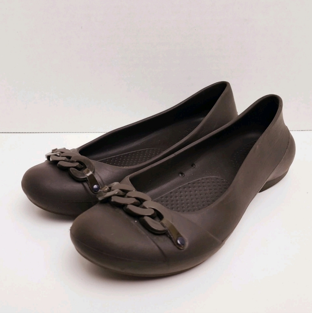 Crocs Shoes Gianna Chain Link Ballet Flats Slip On Gray